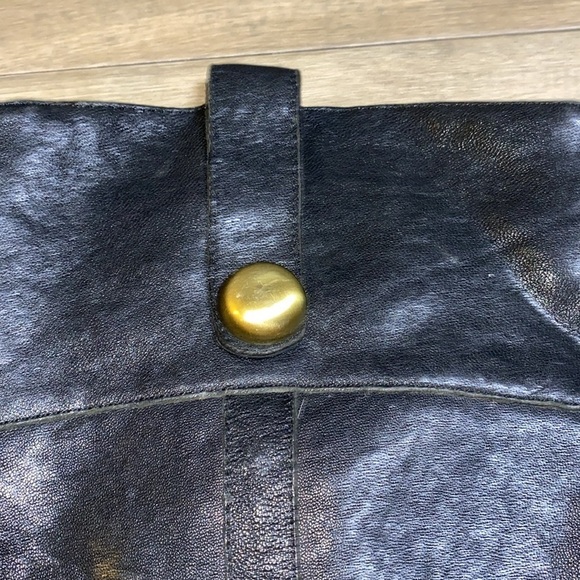 Charles Davis Black Leather Knee-High Boots Gold Harness hardware - Picture 7 of 8